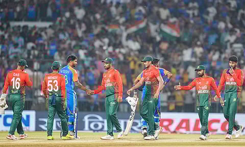 Hardik Pandya celebrates after winning the first T20 International cricket match between India and Bangladesh&nbsp;