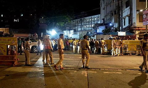 Security arrangements outside the hospital where former chairman of Tata Group, Ratan Tata passed away