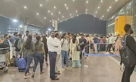 Passengers waiting in Chennai airport&nbsp;