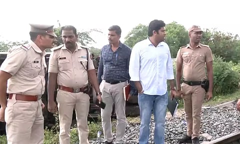 An NIA (National Investigation Agency) official visits the Kavarapettai accident spot where train no. 12578 Mysuru-Darbhanga Express (ANI)
