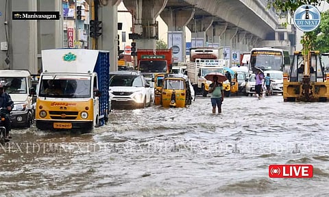Water stagnation on 100 feet road halts traffic at Arumbakkam metro station(Manivasagan N)
