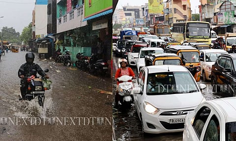 Visuals of Chennai rains; Traffic congestion in the city (Photo: Hemanathan.M/ Manivasagan.N)