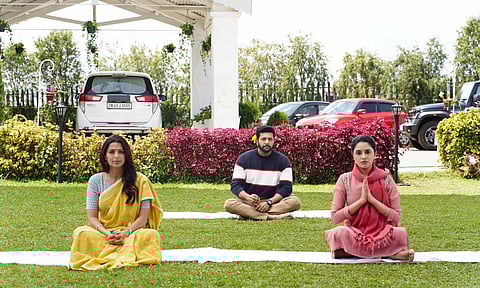 Still of Jayam Ravi, Bhumika Chawla and Priyanka Mohan from the film