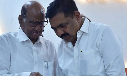 NCP-SCP Chief Sharad Pawar with Jayant Patil (File Photo/ANI)