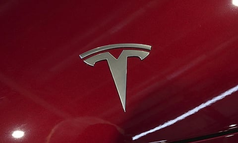 The logo of Tesla car (AP)