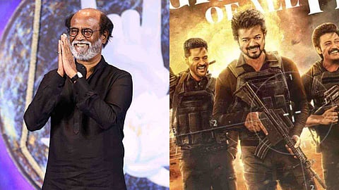 Rajinikanth and The GOAT poster&nbsp;