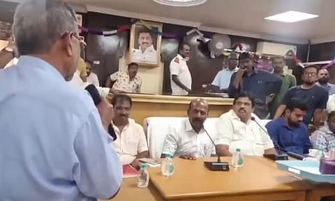 Health minister Ma Subramanian held a review meeting regarding the monsoon preparedness in Puzhuthivakkam area on Saturday (Screengrab/X)