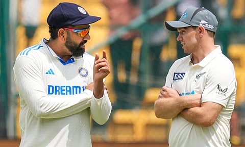Indian skipper Rohit Sharma and New Zealand Skipper Tom Latham&nbsp;