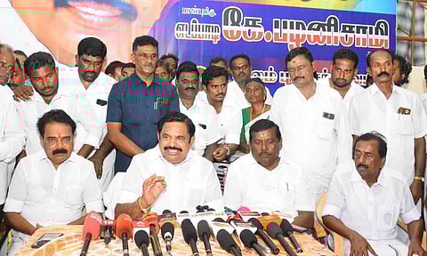 Edappadi K Palaniswami met journalists in Salem, after addressing a meeting with party functionaries.