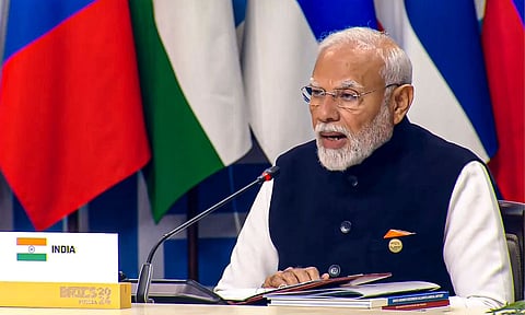 Prime Minister Narendra Modi speaks during BRICS Leaders' Summit (PTI)
