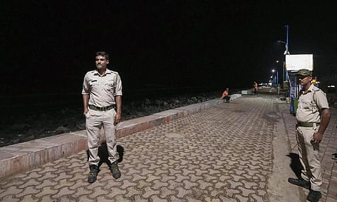 Security personnel at the Digha Beach (PTI)