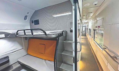AC 1st class coach has steps for upper berth (Photo credit: Manivasagan N)