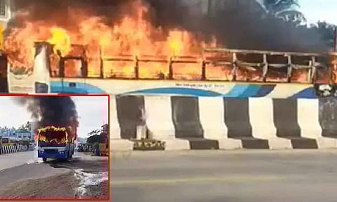 Coimbatore: Government bus catches fire; alert driver spots smoke, saves lives 
