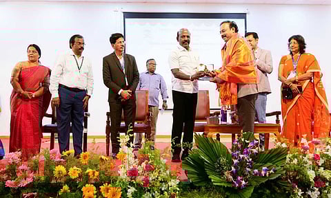 Ma Subramanian at the international conference on Global Ayurveda in Tamil Nadu Dr MGR Medical University campus