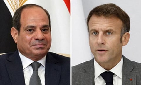 Egyptian President Abdel-Fattah al-Sisi and his French counterpart Emmanuel Macron&nbsp;