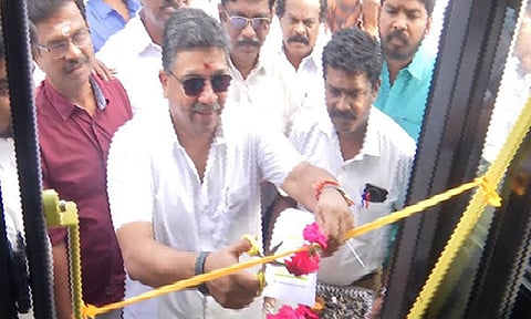 Minister Palanivel Thiaga Rajan launches low-floor buses in TN's Madurai (ANI)