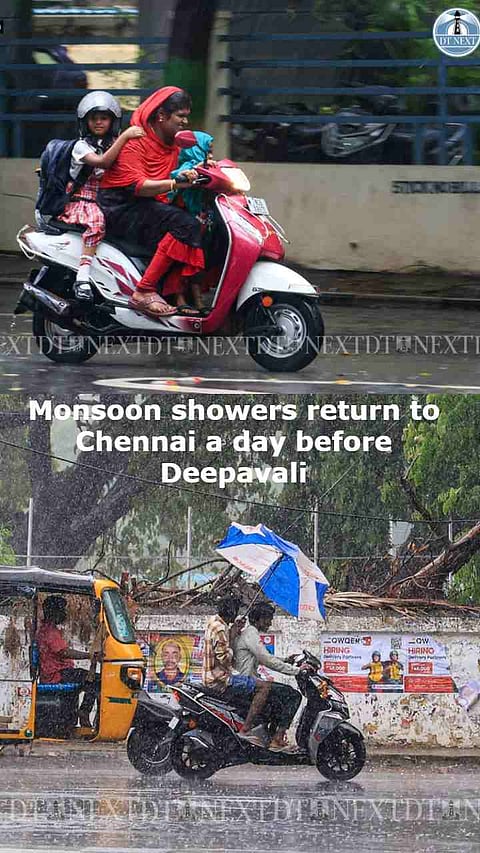 Monsoon showers return to Chennai a day before Deepavali