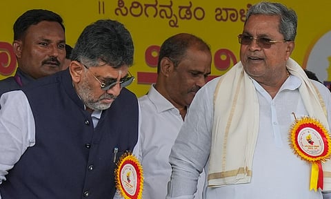Karnataka Chief Minister Siddaramaiah addresses the celebrations of Karnataka state formation day 'Kannada Rajyotsava', at Sree Kanteerava Stadium, in Bengaluru (PTI)&nbsp;