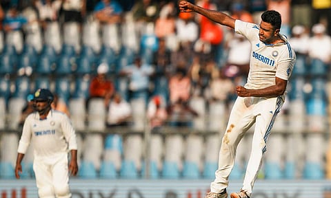 R Ashwin celebrates after taking a wicket (PTI)
