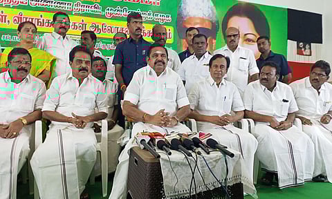 AIADMK general secretary Edappadi K Palaniswami addressing the media in Salem on Sunday.
