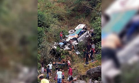 Rescue and relief work underway after a passenger bus fell into a gorge in Kupi area
