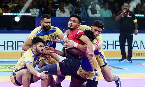Tamil Thalaivas in action during the match against Bengaluru Bulls&nbsp;