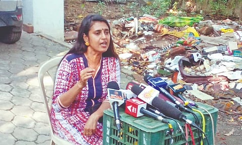 Actor-activist Kasturi issuing a clarification on the controversy