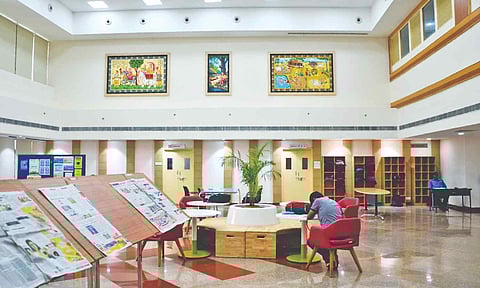 Mudhalvar Padaippagam facility, jointly developed by Greater Chennai Corporation and CMDA at Agaram in Kolathur, which was inaugurated on Monday