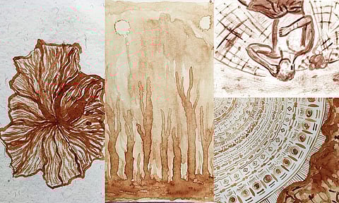 Artworks using menstrual blood by Sabaritha and Shruthi