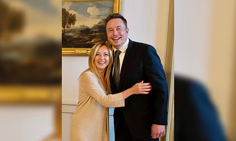 Giorgia Meloni with Elon Musk