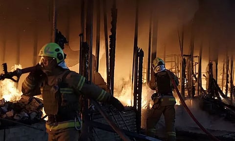 Visuals of the Ukrainian Emergency Service on the field (AP)