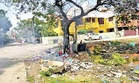 Garbage dumped and burnt on vacant site on Ponniyamman Kovil Road&nbsp;