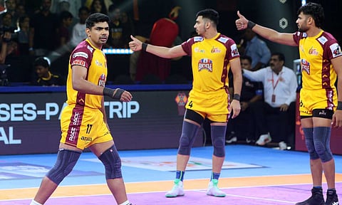 Pawan Sehrawat after a raid&nbsp;