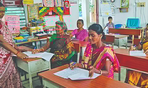 Candidates writing NILP exam in Chennai, on Sunday&nbsp;