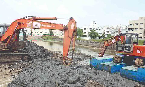 Flood mitigation works in Bhuvaneshwari Nagar, Velachery (Photo: Hemanathan M)