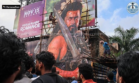 Outside the iconic Rohini Theatre, people were seen dancing, hooting, and chanting in anticipation of Suriya's on-screen presence. (Credit: Hemanathan M)&nbsp;