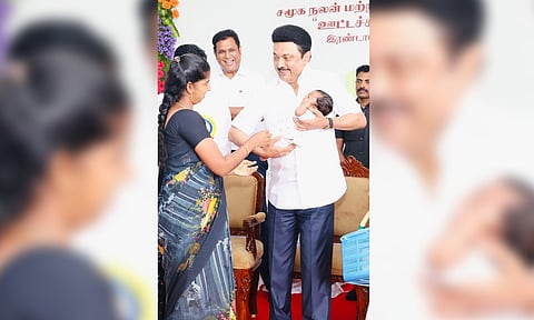 Tamil Nadu CM M K Stalin launched the second phase of the “Uttachathai uruthi sei” for Rs 22 crore at Vaaranavasi Children's Center (PTI)&nbsp;