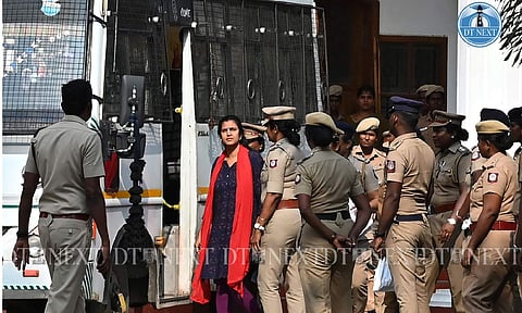Actor Kasthuri brought to Chennai for investigation (Photo: Hemanathan M)