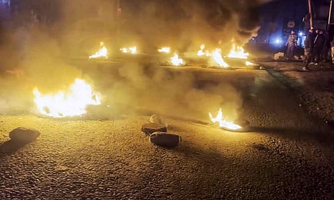 Agitators were vandalising properties at Babupara in Jiribam police station (PTI)