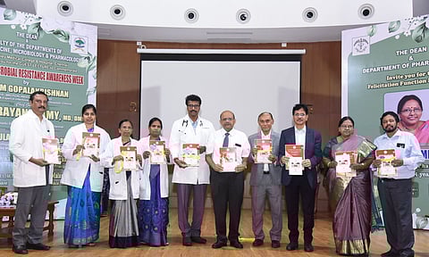 Two booklets were released by Vice-Chancellor Dr Narayanasamy in the presence of Dr Ram Gopala Krishnan, international infectious disease expert and P Balaji, Dean of Government Stanley Medical College Hospital to mark Antimicrobial Resistance Awareness Week at the hospital on November 18.