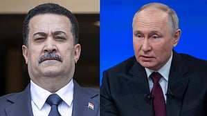 Iraqi Prime Minister Mohammed Shia' al-Sudani and Russian President Vladimir Putin&nbsp;