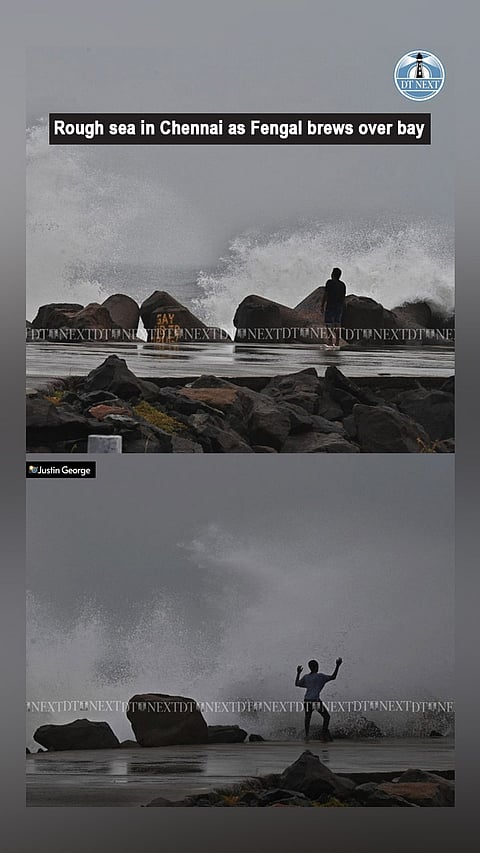 Rough sea in Chennai as Fengal brews over bay