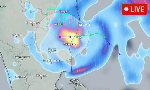 Cyclone Fengal at 1 am on Dec 1 (Zoom Earth app)
