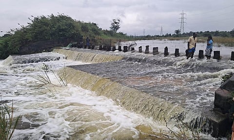 Overflowing water of Kaziyur Lake