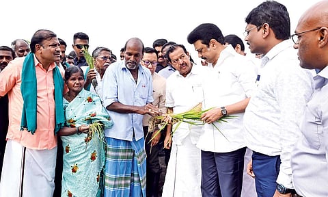CM Stalin enquires about crop loss with farmers in Villupuram district