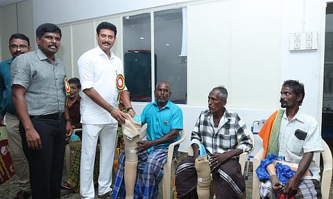 Anbil Mahesh helping differently abled&nbsp;