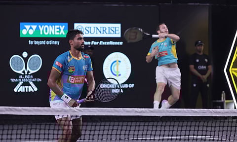 Chennai Smashers men's doubles team in action&nbsp;&nbsp;