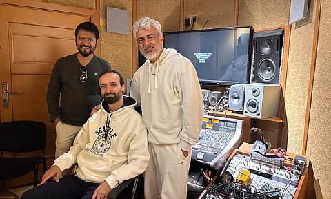 Ajith alongside director Magizh Thirumeni and Azerbaijani sound engineer Toufan Mehri