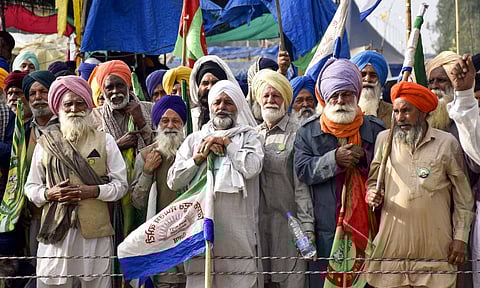 A group of over hundred farmers resumed their foot march to Delhi shortly after 12 noon on Sunday from the Shambhu protest site on the Punjab-Haryana border to press the Centre for various demands, including a legal guarantee for Minimum Support Price (MSP) (PTI)&nbsp;