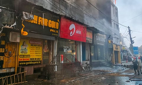 Smoke billows after a fire broke out in a restaurant near Rajouri Garden metro station, in&nbsp;New&nbsp;Delhi&nbsp;(PTI)